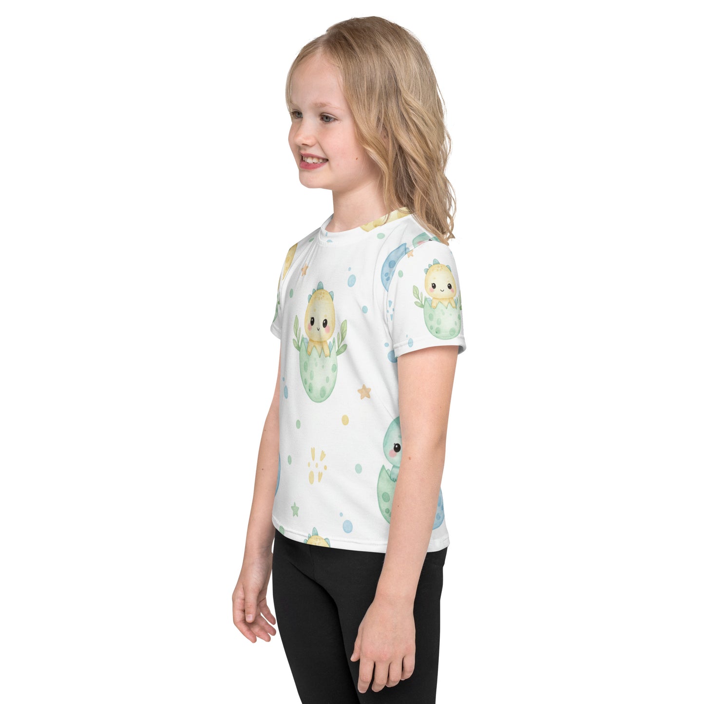 Kids Hatching Dino Eggs T-Shirt – Cute Boys & Girls Kawaii Baby Dinosaur All-Over Print Tee 7