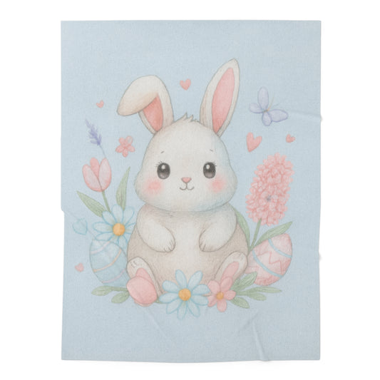 Soft Easter Baby Blanket – Bunny & Spring Flowers Fleece Swaddle | Perfect Easter Baby Gift