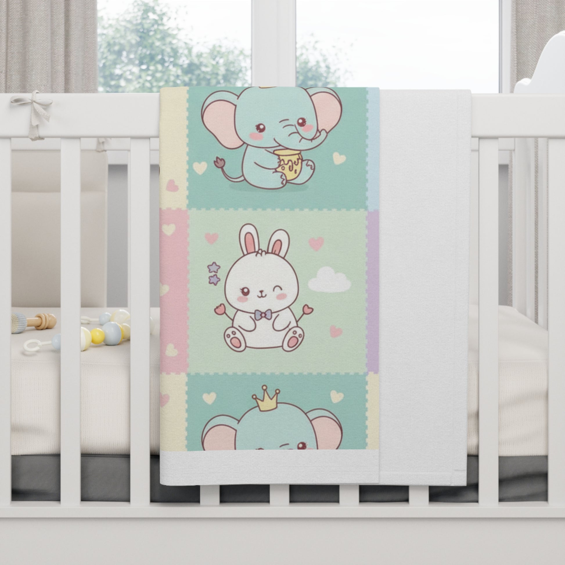 Soft Fleece Baby Blanket – Cosy All-Over Print Newborn Blanket | Perfect Baby Shower Gift 30" × 40" White