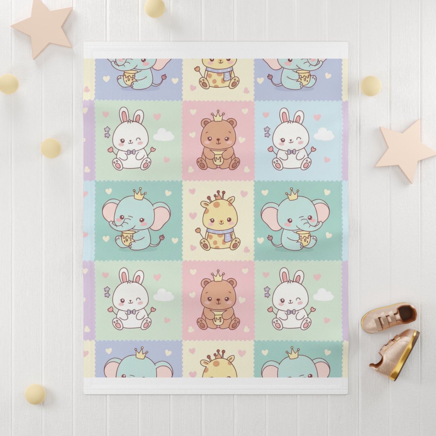 Soft Fleece Baby Blanket – Cosy All-Over Print Newborn Blanket | Perfect Baby Shower Gift 30" × 40" White