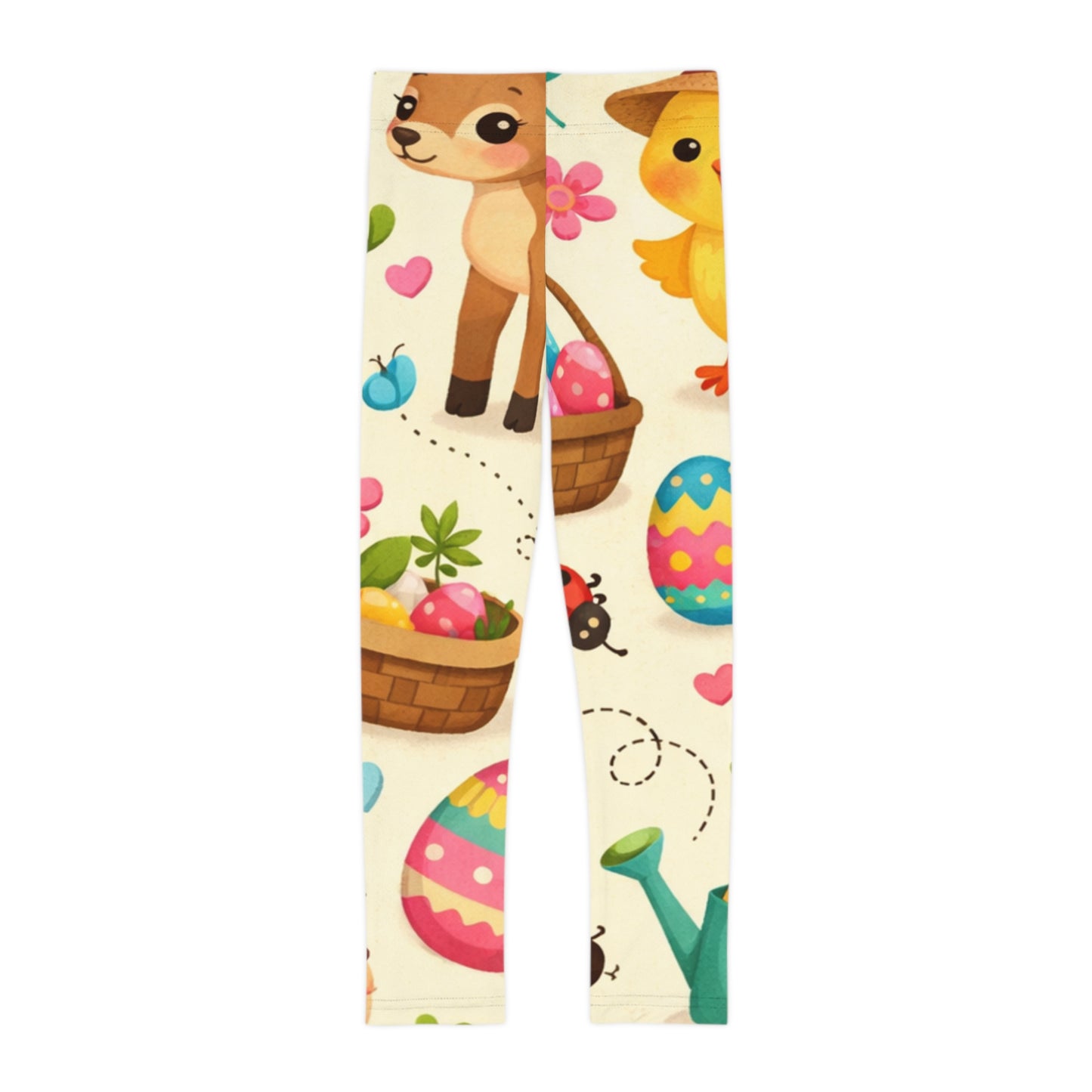 Easter Kids Leggings – Cute Girls Spring Chicks, Bunnies & Eggs All-Over Print Toddler Leggings L