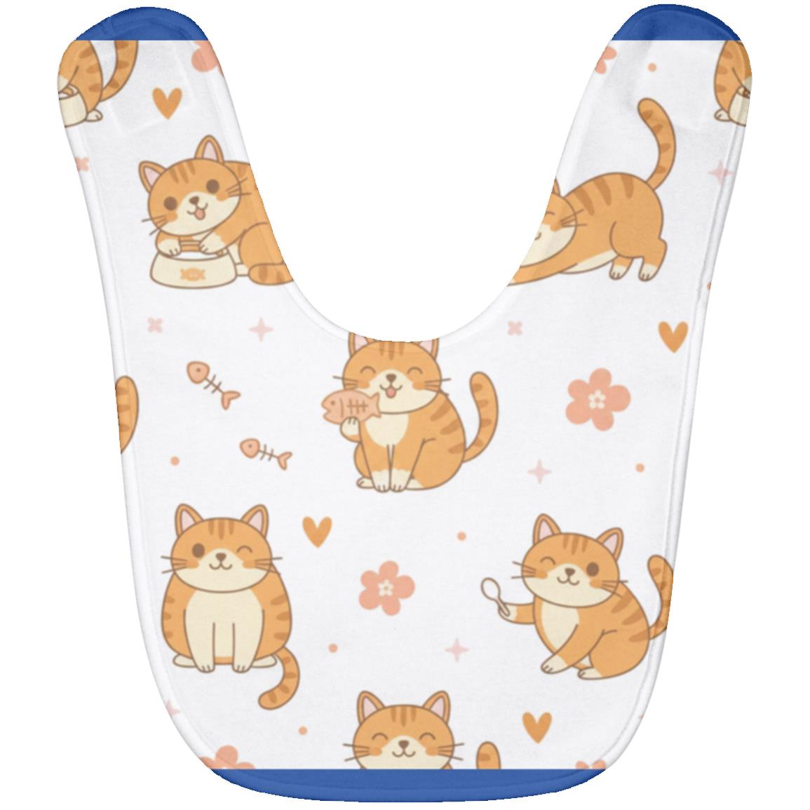 Baby Bib – Cute Orange Tabby Cat Print | Soft Fleece Mealtime Bib for Newborns to 36 Months Royal One Size