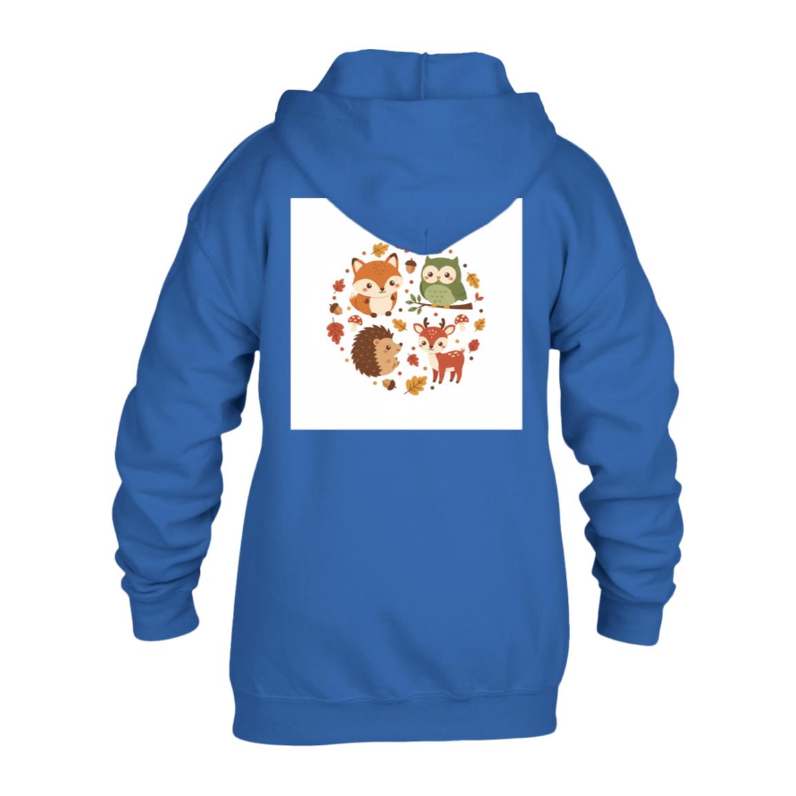 Kids Woodland Zip-Up Hoodie – Fox & Friends Autumn Print Royal