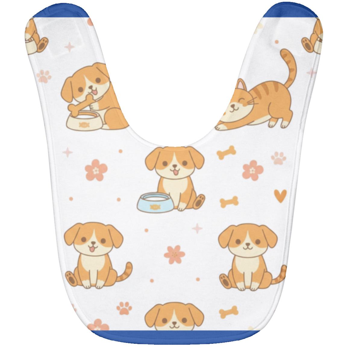 Baby Bib – Cute Puppy Print | Soft Fleece Mealtime Bib for Newborns to 36 Months Royal One Size