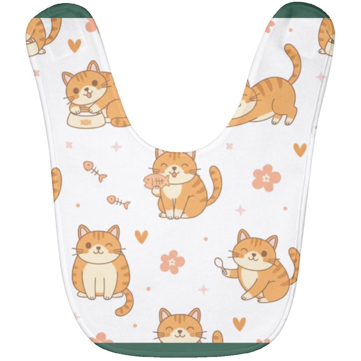 Baby Bib – Cute Orange Tabby Cat Print | Soft Fleece Mealtime Bib for Newborns to 36 Months Forest One Size