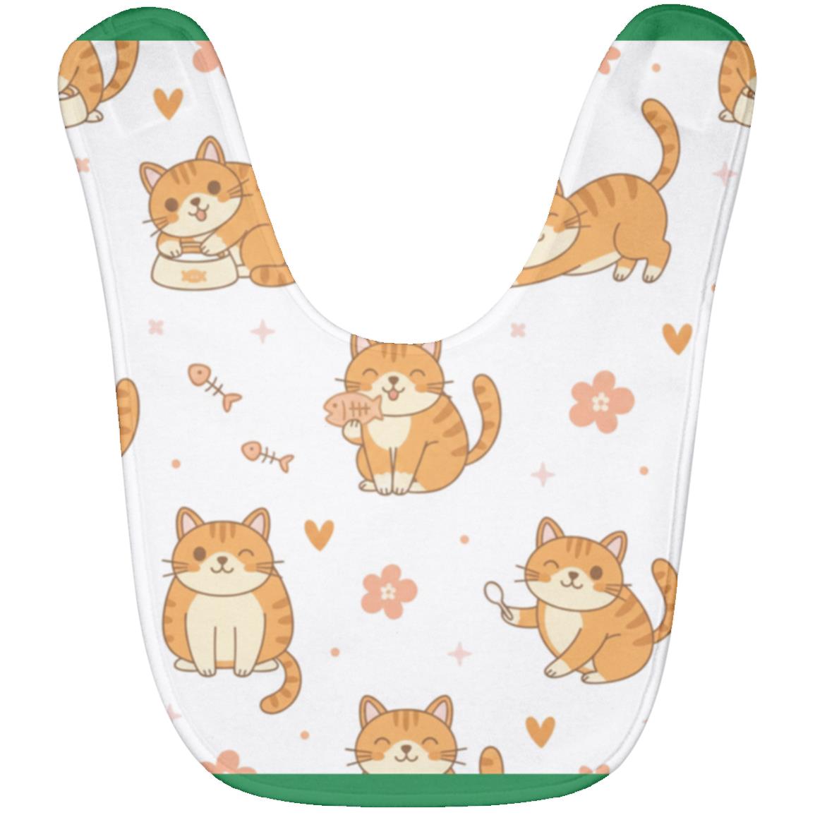 Baby Bib – Cute Orange Tabby Cat Print | Soft Fleece Mealtime Bib for Newborns to 36 Months Kelly One Size