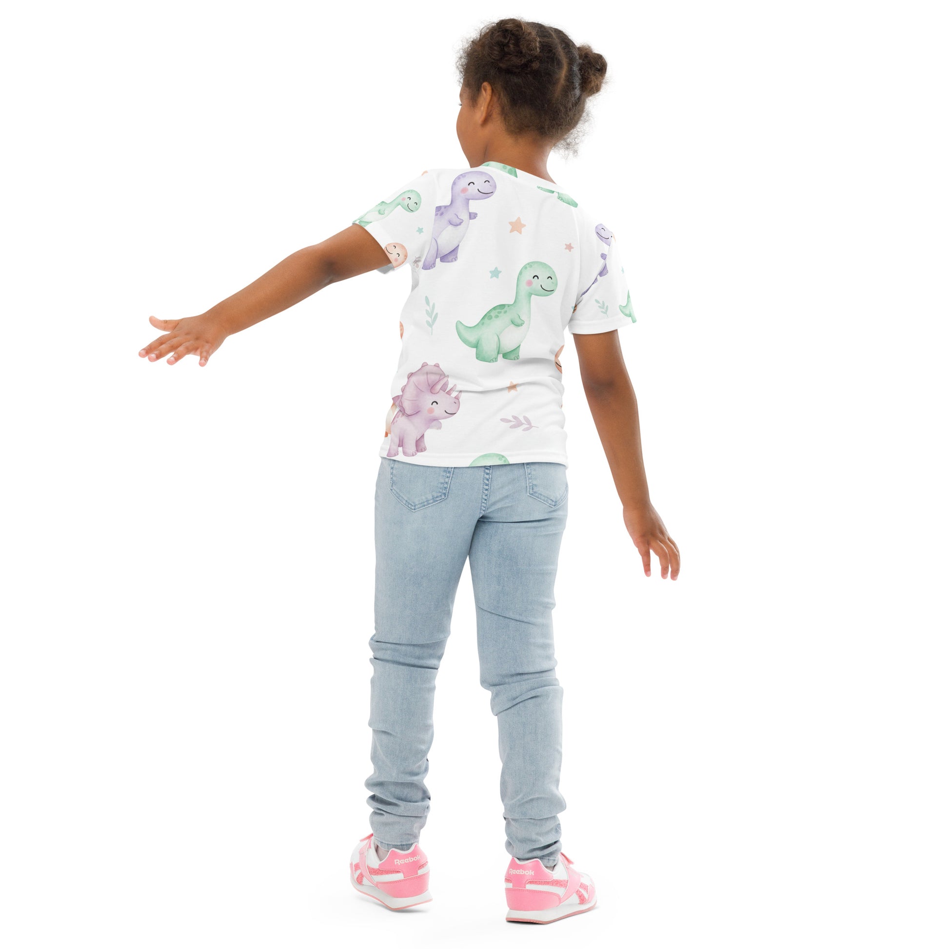 Kids Pastel Kawaii Dinosaur T-Shirt – Cute Boys & Girls Smiling Dino All-Over Print Tee for Everyday Wear 7