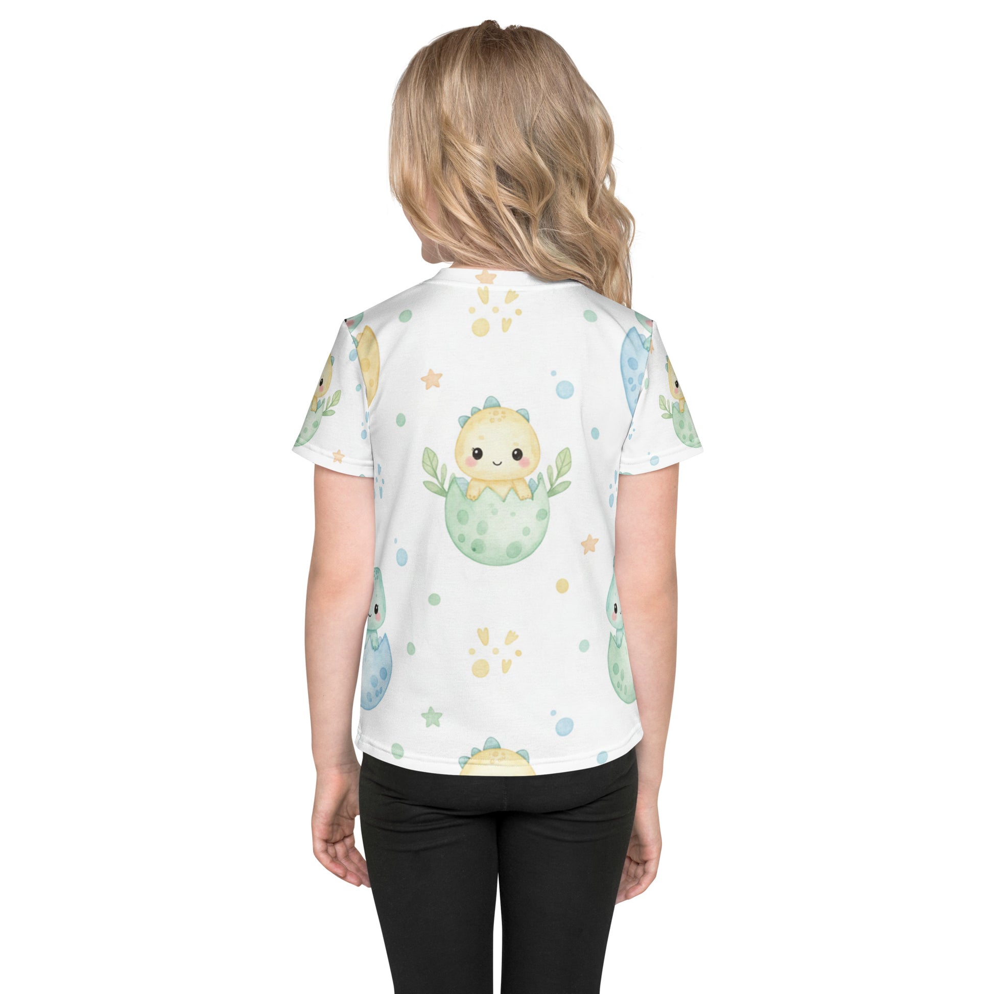Kids Hatching Dino Eggs T-Shirt – Cute Boys & Girls Kawaii Baby Dinosaur All-Over Print Tee 7