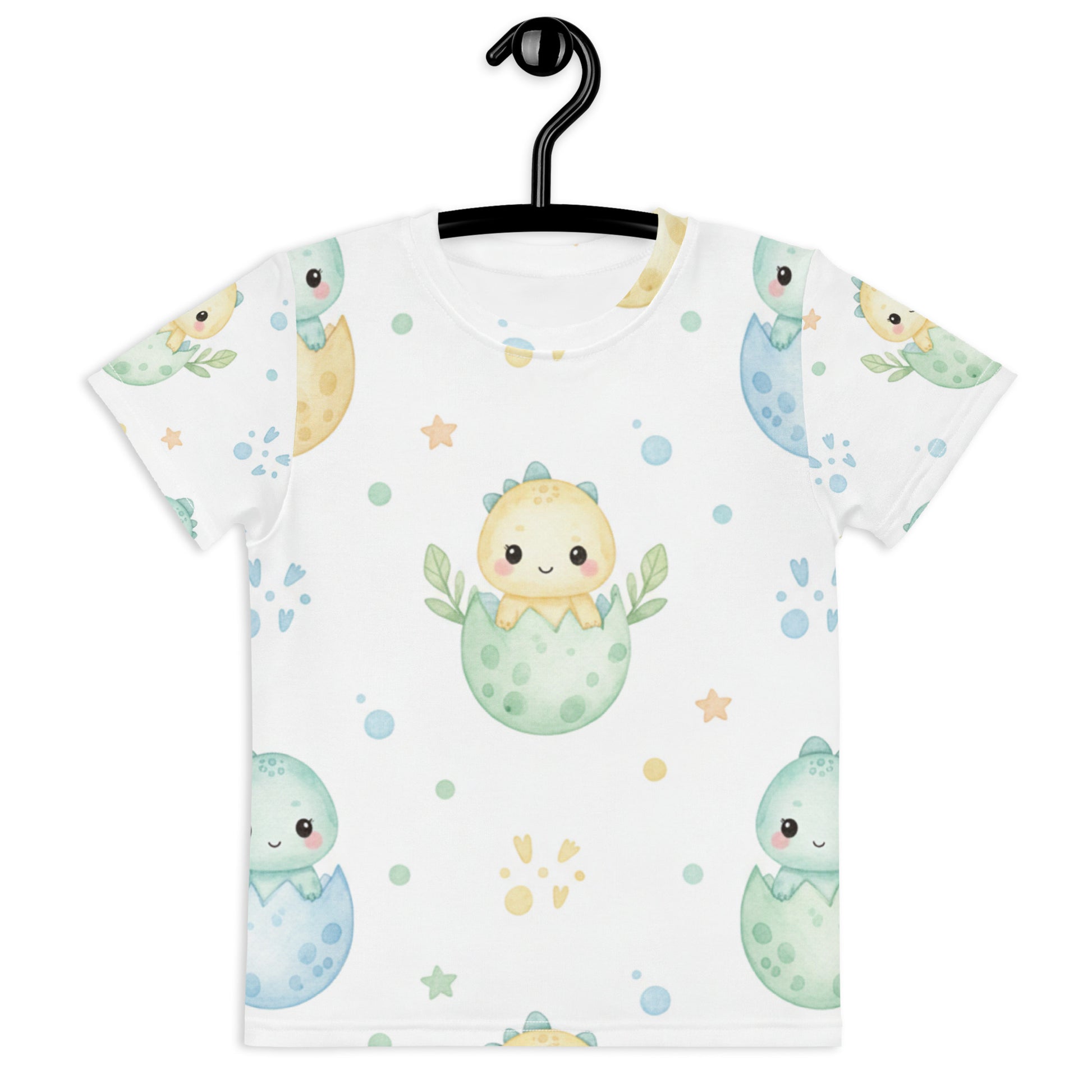 Kids Hatching Dino Eggs T-Shirt – Cute Boys & Girls Kawaii Baby Dinosaur All-Over Print Tee 7