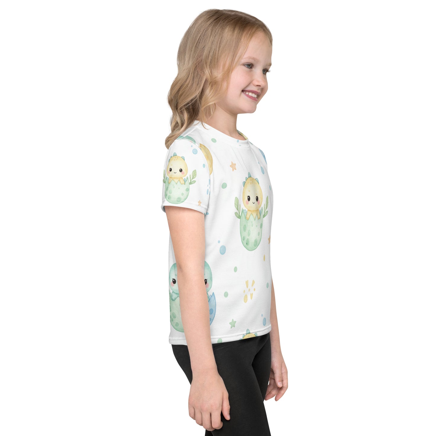 Kids Hatching Dino Eggs T-Shirt – Cute Boys & Girls Kawaii Baby Dinosaur All-Over Print Tee 7