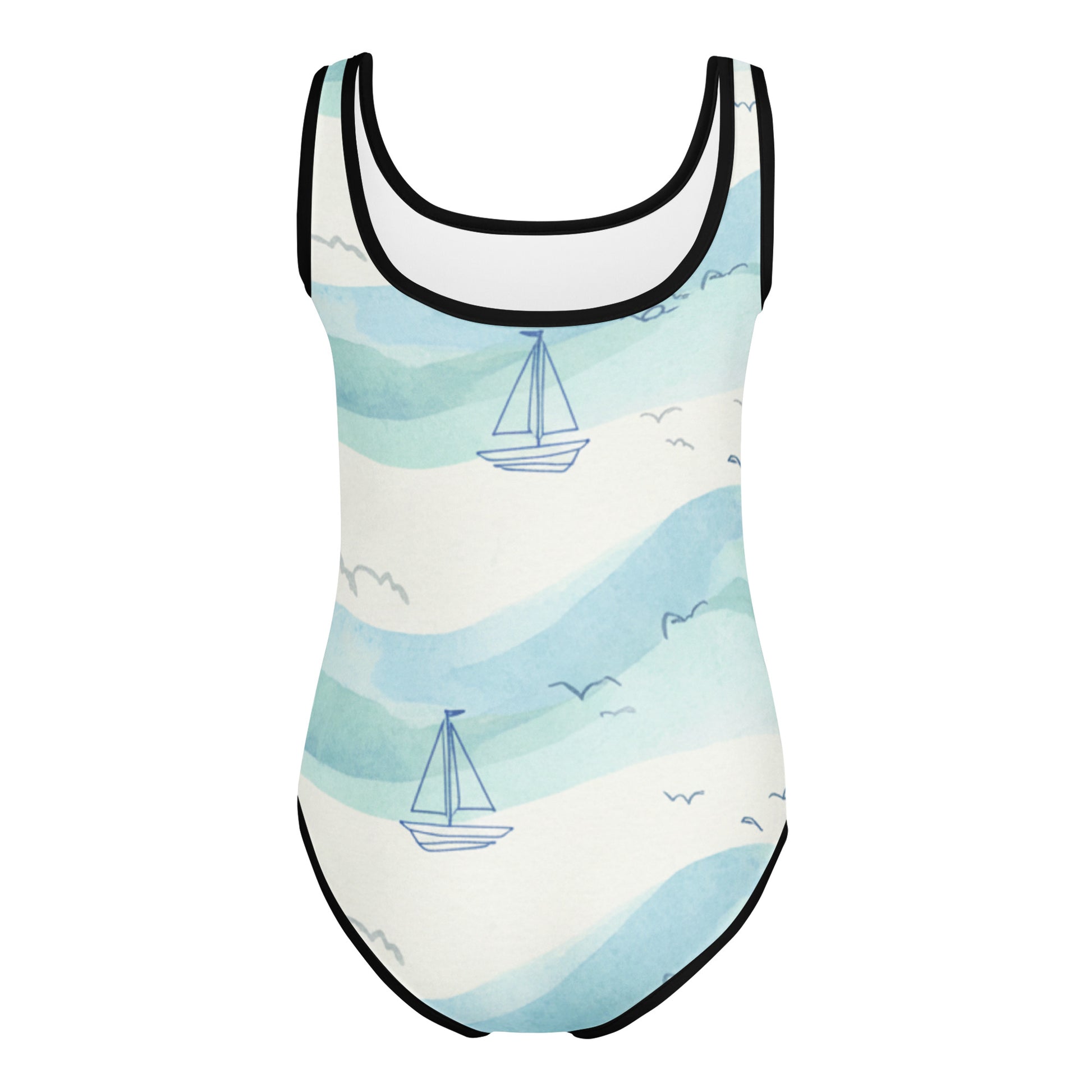 Kids Swimsuit – White Botanical Print Girls One-Piece | Eco-Friendly Stretch Swimwear for Beach & Pool 7