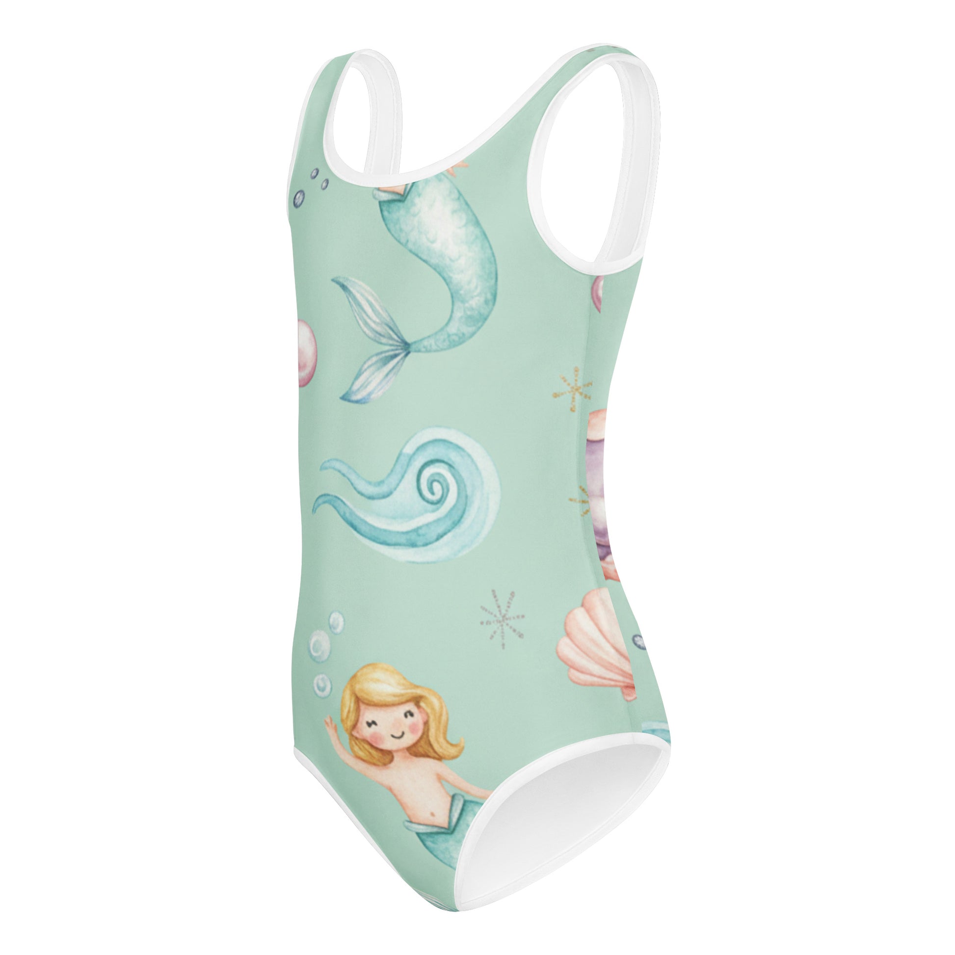 Girls Kawaii Animal Swimsuit – Cute Kids One-Piece Mint Summer Swimwear 7