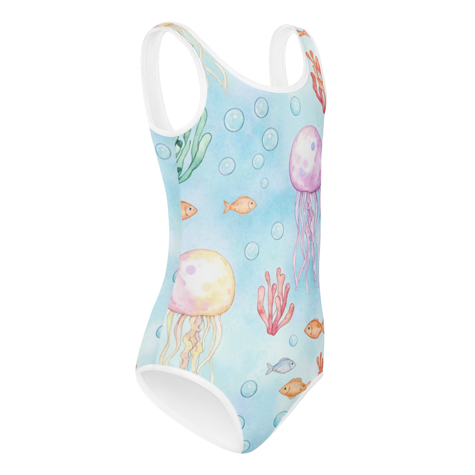 Girls Butterfly Floral Swimsuit – Cute Kids One-Piece Blue Summer Swimwear 7