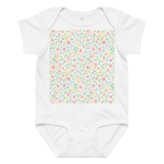 Spring Floral Baby Bodysuit – Soft Cotton Pastel Flower Onesie for Newborns | Easter & Spring Baby Gift