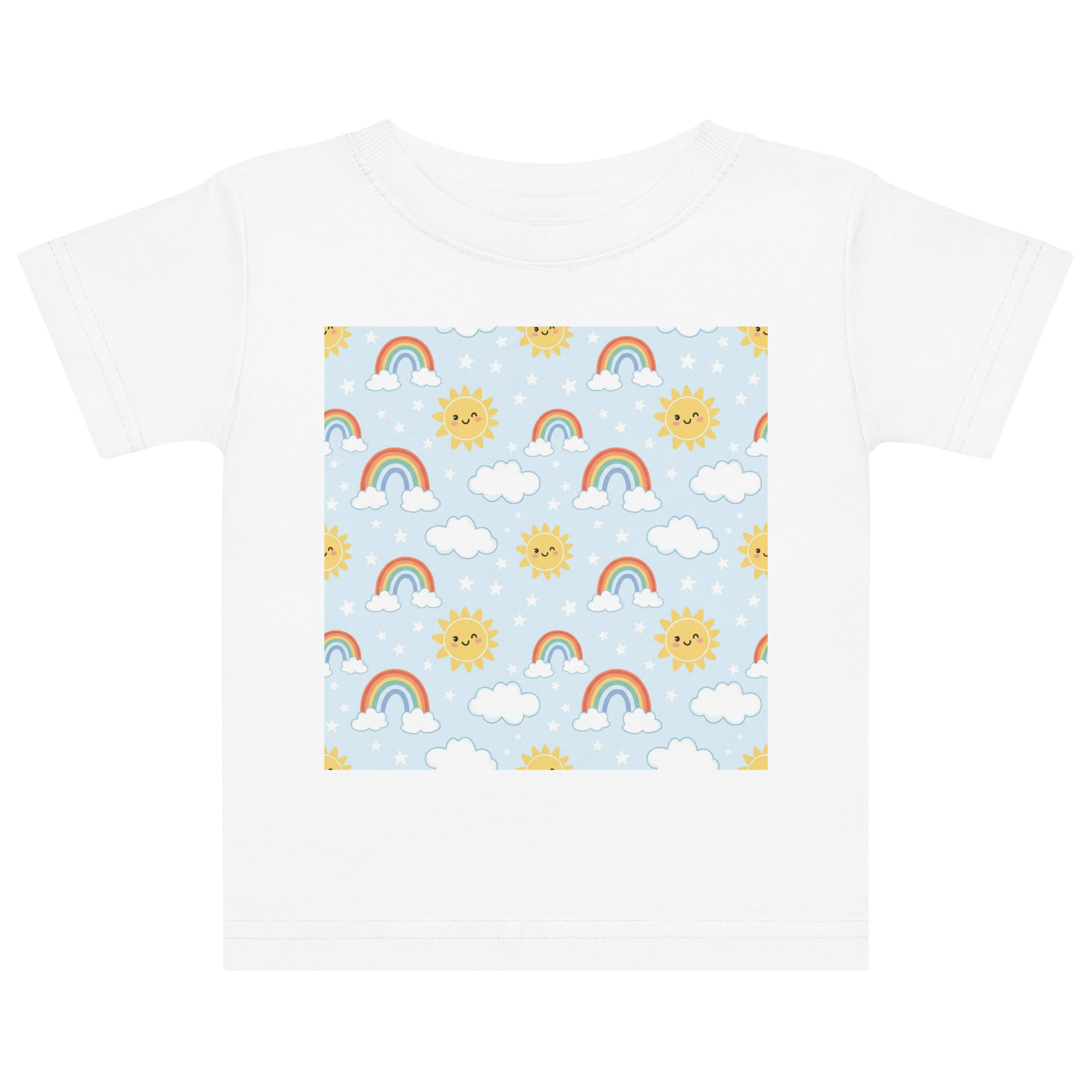 Baby Rainbow & Sunshine Jersey T-Shirt – Cheerful Soft Cotton Tee for Newborns & Infants | Happy Everyday Baby Top