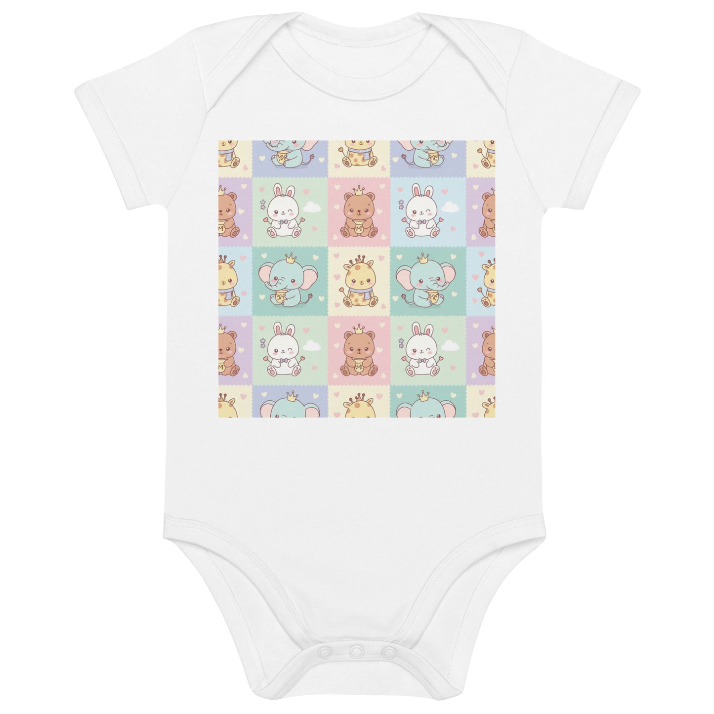 Organic Cotton Baby Bodysuit – Cute Cartoon Animal Print Onesie | Soft Eco-Friendly Infant Clothing 12-18m