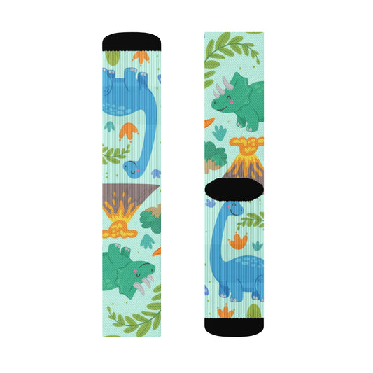 Crew Socks – Yellow Floral Pattern | Soft Stretch Kids & Adults Socks for Spring & Everyday Wear L