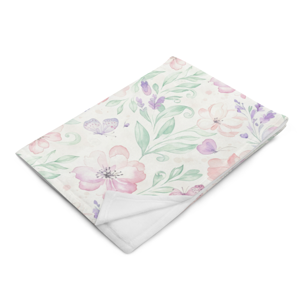 Baby Blanket – Butterfly Garden Watercolour Throw for Newborns & Toddlers 60″×80″